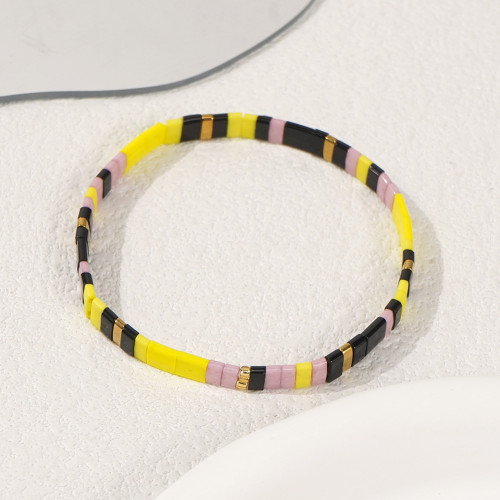Cross-Border Hot-Selling Three-Color Mixed TILA Bead Bracelet Bohemian Style Bright Eye-Catching Elastic Hand-Woven Bracelet