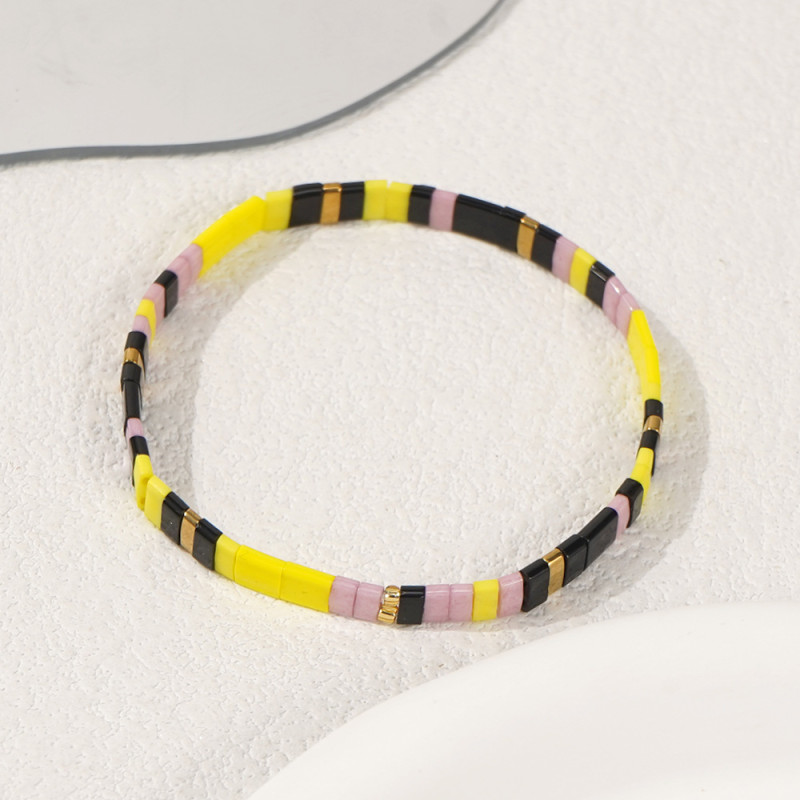 Cross-Border Hot-Selling Three-Color Mixed TILA Bead Bracelet Bohemian Style Bright Eye-Catching Elastic Hand-Woven Bracelet