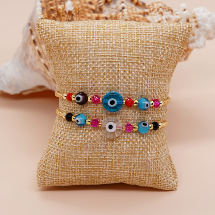 Hot-Selling Lucky Devil's Eye Crystal Beaded Turkish Blue Eye Adjustable Handmade Woven Bracelet