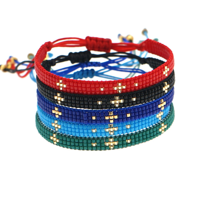 Personalized Leopard Print Miyuki Bracelet Simple Versatile Hand Jewelry Woven Cross Star Bracelet Accessories Beads