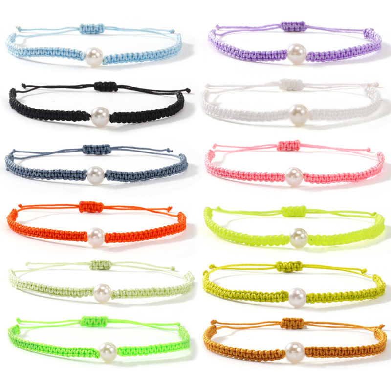 Dopamine Fresh Pearl Bracelet Summer Rainbow Niche Nylon Rope Woven Women's Colorful Bracelet