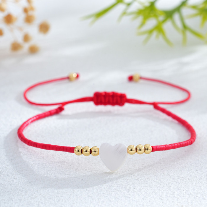 Bracelet New Hand-Woven Trendy Heart-Shaped Shell Bracelet Light Luxury Niche Girls Exquisite Small Accessories