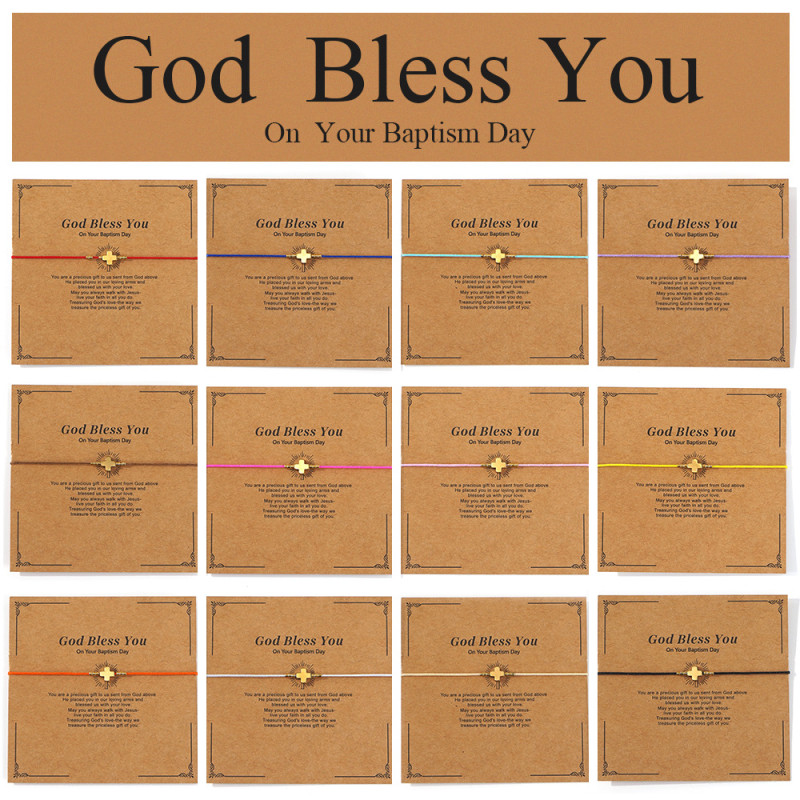 New Dopamine Natural Stone Cross Braided Bracelet Niche Simple with Card Braided Rope Finished Bracelet Manufacturer