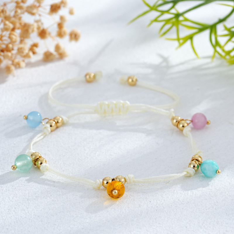Hot Sale INS Style Colorful Bead Bracelet Woven Rope Hand Jewelry Adjustable Design Fashion Jewelry Store Must-Have