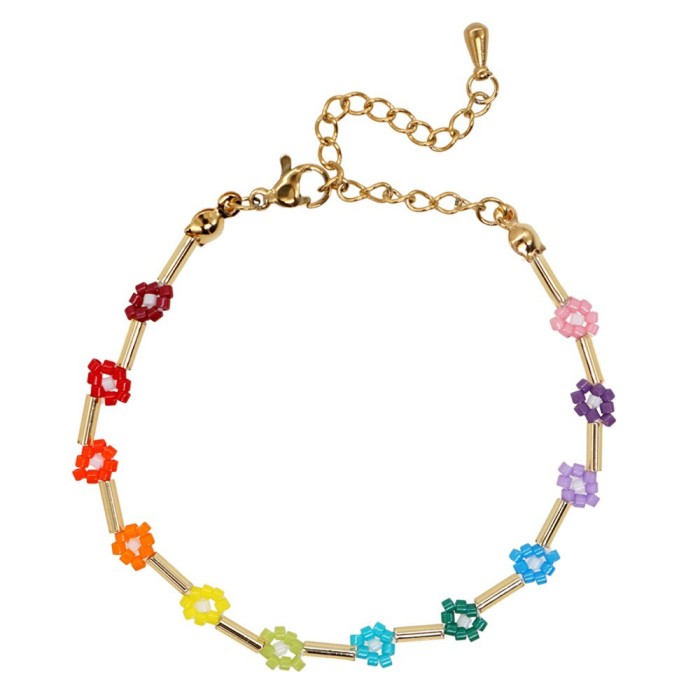 Bohemian Style Indian Latin American Native Tribe Miyuki Colorful Small Bracelet Beaded Couple Jewelry Geometric