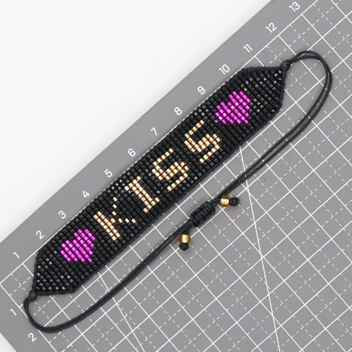 Miyuki Bohemian Fashion Simple Cross-Border European and American Hot-Selling Hand-Woven Heart Pattern Tassel Bracelet