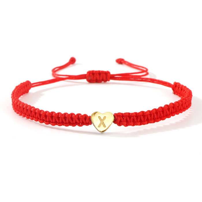 Nylon Rope Woven Heart Letter Bracelet for Friends, Besties, Couples, Commemorative Bracelet, Zodiac Year, Men and Women Red Rope Bracelet