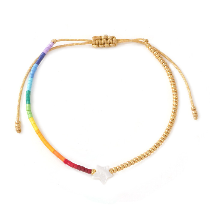 Miyuki Shell Handwoven Five-Pointed Star Bracelet for Women Ins Style Bohemian Natural Pearl Bracelet