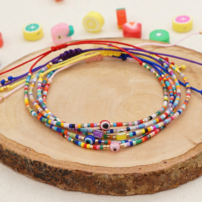 Retro Colorful Anklet Bohemian Handmade Woven Adjustable Beach Chain Unisex, Necklaces