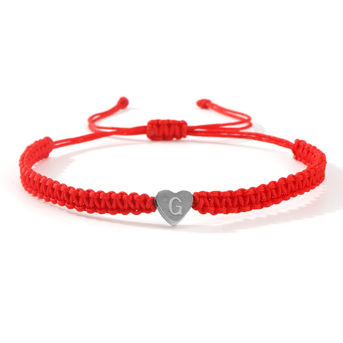 Nylon Rope Woven Heart Letter Bracelet for Friends, Besties, Couples, Commemorative Bracelet, Zodiac Year, Men and Women Red Rope Bracelet