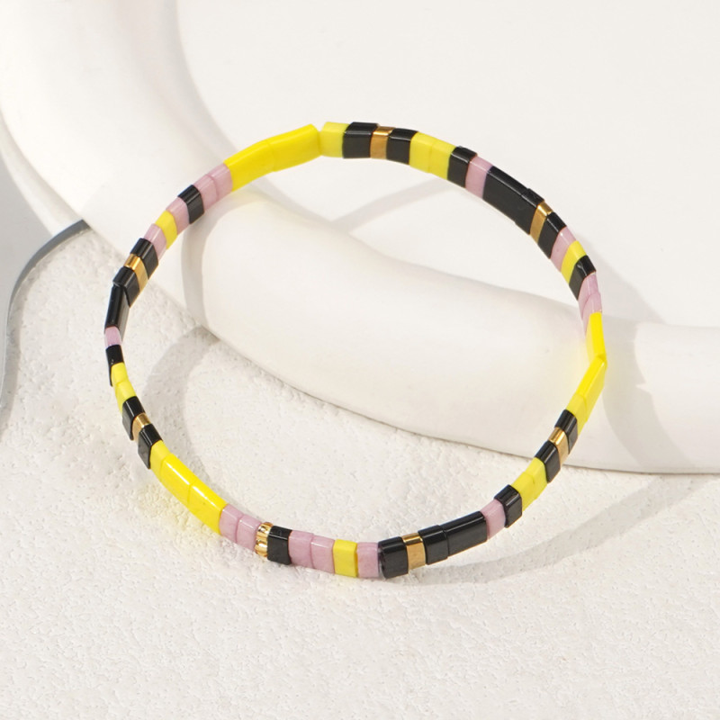 Cross-Border Hot-Selling Three-Color Mixed TILA Bead Bracelet Bohemian Style Bright Eye-Catching Elastic Hand-Woven Bracelet