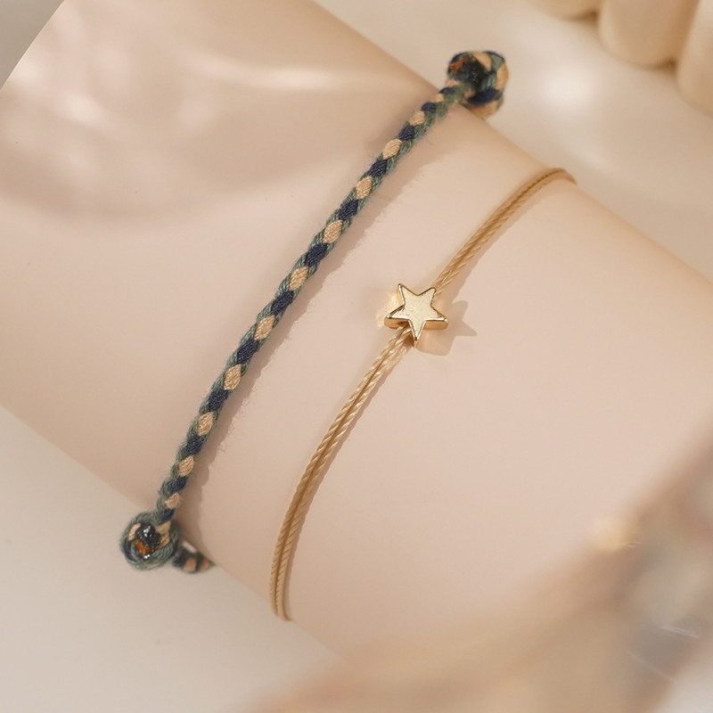 Minimalist Handwoven Thin Bracelet Niche Fashion Hand-twisted Cotton Unisex Couple Bracelet Set Card Wholesale Jewelry