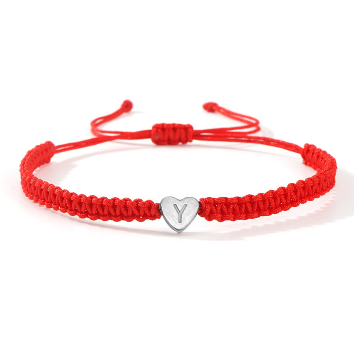Nylon Rope Woven Heart Letter Bracelet for Friends, Besties, Couples, Commemorative Bracelet, Zodiac Year, Men and Women Red Rope Bracelet