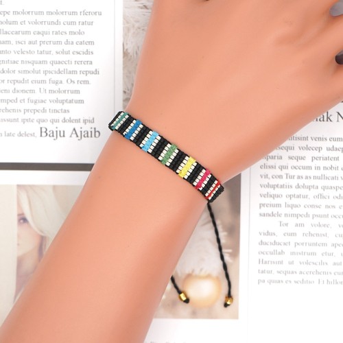 Cross-Border European and American Style Multi-Color Patchwork Bracelet Waterproof Wax Thread Hand-Woven Diagonal Knot Bracelet Versatile Fashion Jewelry