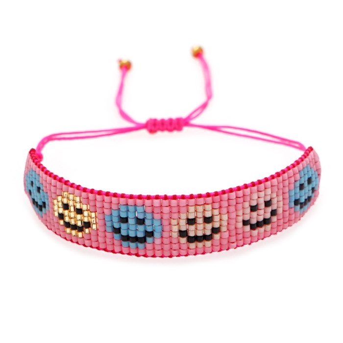 INS New Colorful Smiley Face Letter MIYUKI Bracelet Set Smiley Face Rainbow Smiley Face Beaded Bracelet