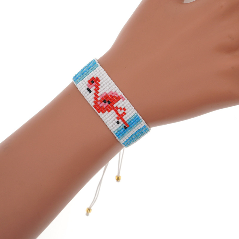 European and American Style Cross-Border INS Style Miyuki Bracelet Colorful Flamingo Fashion Bohemian Style Adjustable Bracelet