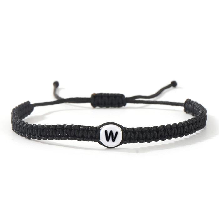 Cross-Border Trendy Hand-Woven Acrylic Bracelet 26 English Letters Ins Style Simple Black and White Fashion Bracelet