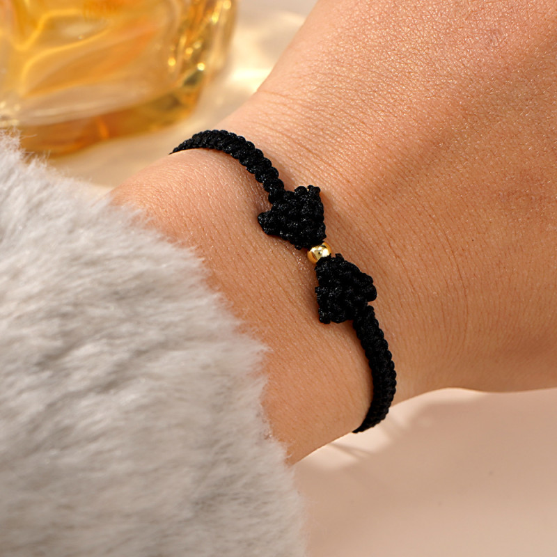 Runaway Princess Copper Bead Red and Black Jewelry Thread Woven Bow Bracelet Gift for Student Best Friend Birthday Gift Bracelet