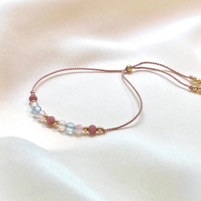 European and American Style Gold Beads Semi-Precious Stone Beaded Bracelet Adjustable Woven Friendship Bracelet Simple Elegant Versatile Design