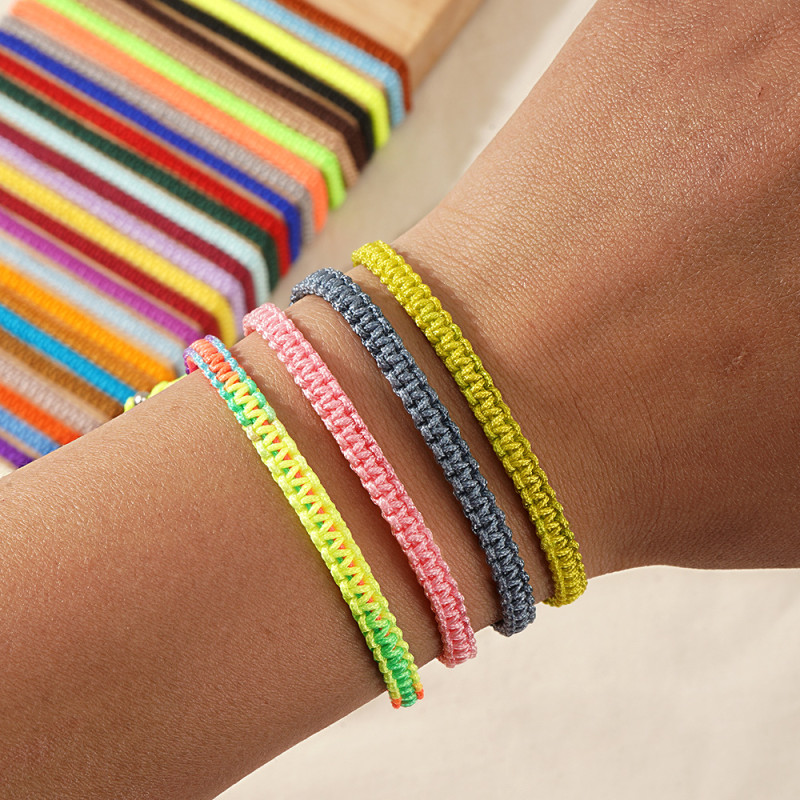 Cross-Border Hot-Selling Solid Color Hand-Woven Bracelet Fashionable Versatile Adjustable Bracelet for Men and Women Gift Choice Wholesale