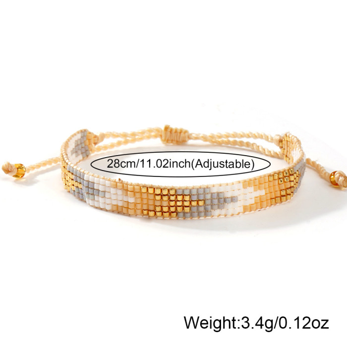 New Miyuki Bracelet Bohemian Ethnic Style Beaded Weave Platinum Gray Simple Bracelet for Women
