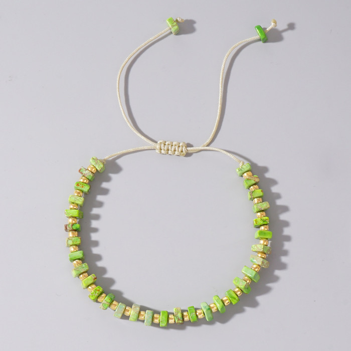 European and American INS New Simple Fashion Retro Gold Beads Colorful Emperor Stone Semi-Precious Stone Bracelet Couple Gift