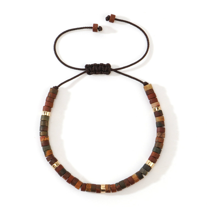 European and American Cross-Border Semi-Precious Stone Woven Bracelet Adjustable Handmade Natural Stone Bracelet for Men and Women Beaded Bracelet