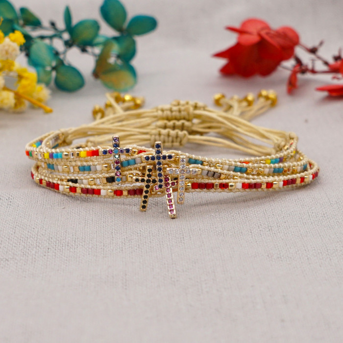Brilliant Hip-Hop Style Colorful Gemstone Bracelet Micro-Inlaid Rainbow Zirconia Sparkling Diamond Clasp Bracelet Gold Australian Factory Direct Sale Jewelry