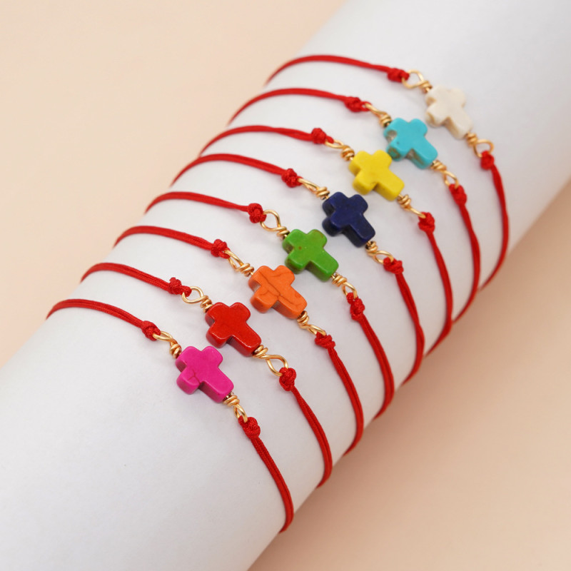 Handmade Woven Red Rope Cross Bracelet for Women, Adjustable Drawstring, Unique Design, Couple or Best Friend Bracelet Jewelry