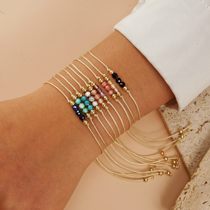 European and American Cross-Border Hot-Selling Gemstone Card Natural Stone Mixed Copper Beads Handmade Beaded Bracelet for Women Fashionable Versatile