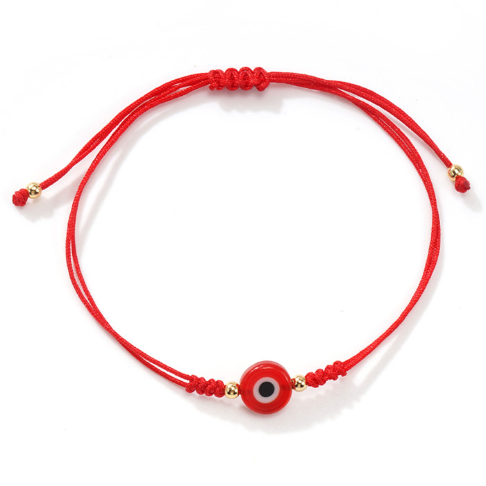 Hot-Selling Hand-Woven Glass Flat Bead Red String Bracelet Evil Eye Creative Bracelet Couple Style Jewelry