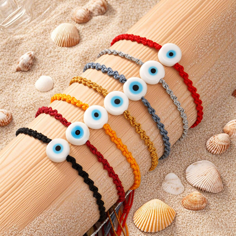Black Jewelry Rope Woven Bracelet with Porcelain White Glass Flat Beads, Niche Design, Everyday Versatile Hand Accessory