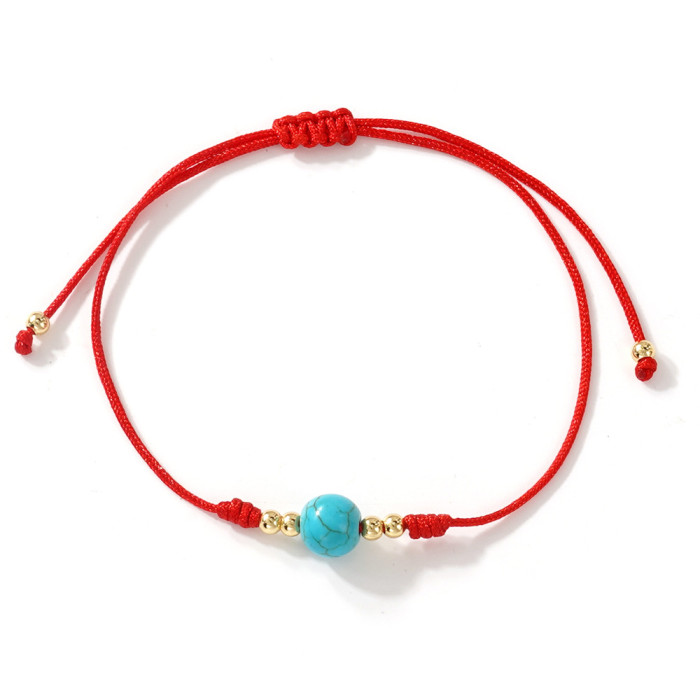 Hot-Selling Bohemian Style Niche Turquoise Bracelet Hand-Woven Red Rope Versatile Light Luxury Simple