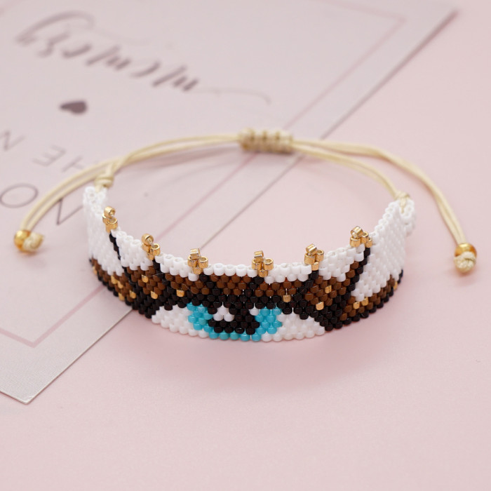2025 New Fashion Simple Hot-Selling Trendy Bohemian Miyuki Hand-Woven Big Eye Bracelet