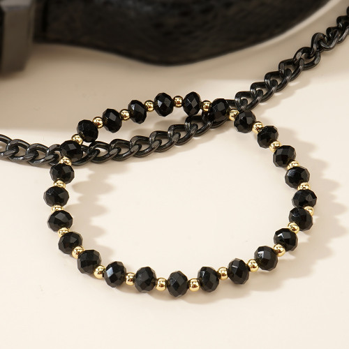 High-end Black Crystal Bracelet Light Luxury Elegant Fashion Woven Jewelry Cross-border Hot-selling Men's Crystal Flat Bracelet