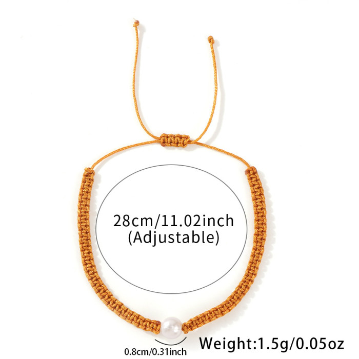 Dopamine Fresh Pearl Bracelet Summer Rainbow Niche Nylon Rope Woven Women's Colorful Bracelet