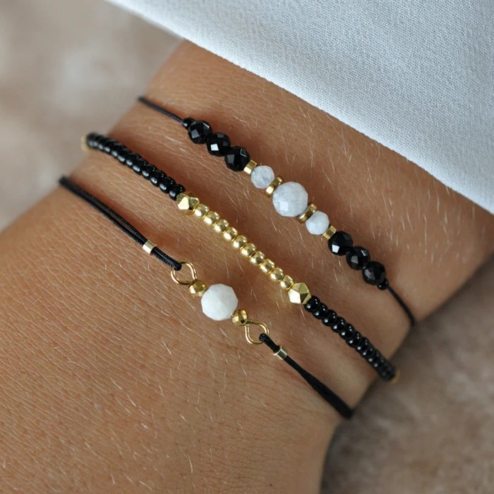 Cross-Border Hot Selling Natural Stone Beaded Bracelet Handmade Adjustable Bracelet Niche Design Couple Jewelry Wholesale