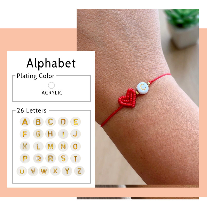 Hand-woven Heart Red Rope Bracelet 26 English Letters Accessories European and American Style Fashion Light Luxury Cross-border Hot Sale