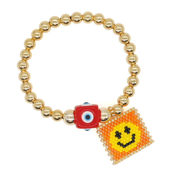 New Bohemian Ethnic Style Bracelet Personalized Colorful Evil Eye Pendant Copper Gold-Plated Bracelet Jewelry