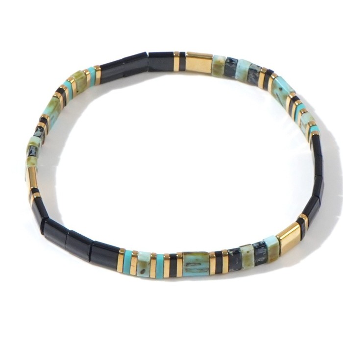 Original Design Jewelry Tila Beads Handmade Woven Bracelet for Men and Women Couples Layered Beaded Elastic Cord Brac...