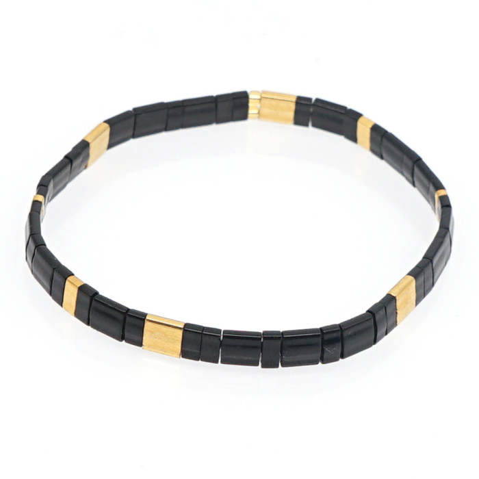 Original Design Jewelry Tila Beads Handmade Woven Bracelet for Men and Women Couples Layered Beaded Elastic Cord Brac...