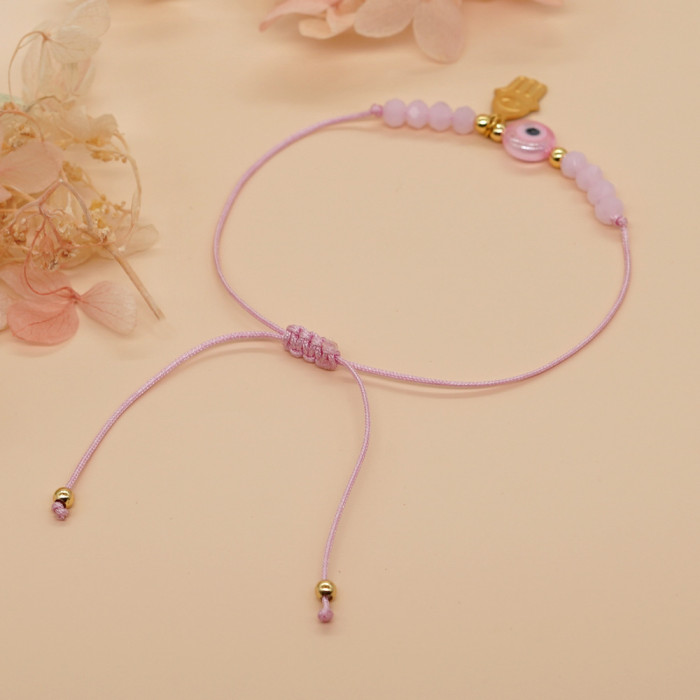 Cross-Border Hot-Selling Devil's Eye Crystal Bead Bracelet Couple Friendship Good Luck Hand String Handmade Adjustable Bracelet