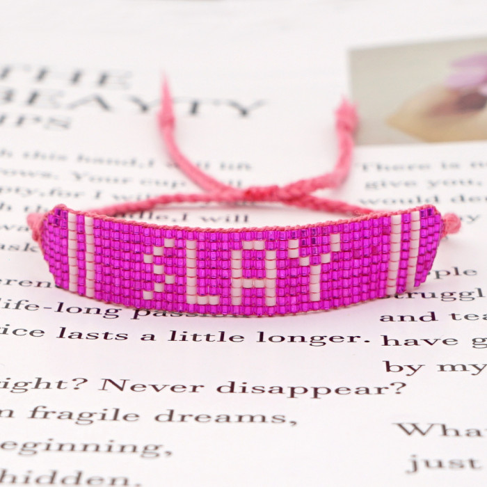 INS Cross-Border Hot Selling Miyuki Bohemian Style Handmade Woven LOVE Letter MOM Bracelet
