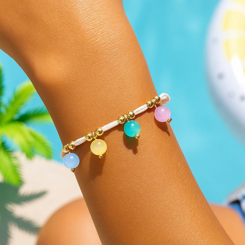 Hot Sale INS Style Colorful Bead Bracelet Woven Rope Hand Jewelry Adjustable Design Fashion Jewelry Store Must-Have