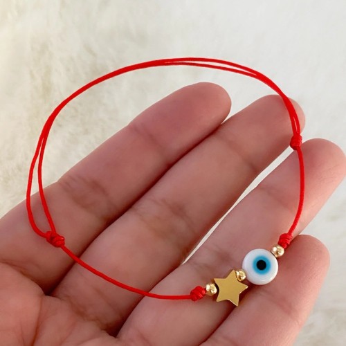 European and American Lucky Bracelet Blue Eye Red Rope Woven Hand Jewelry Friendship Gift Hand Jewelry Wholesale in Stock