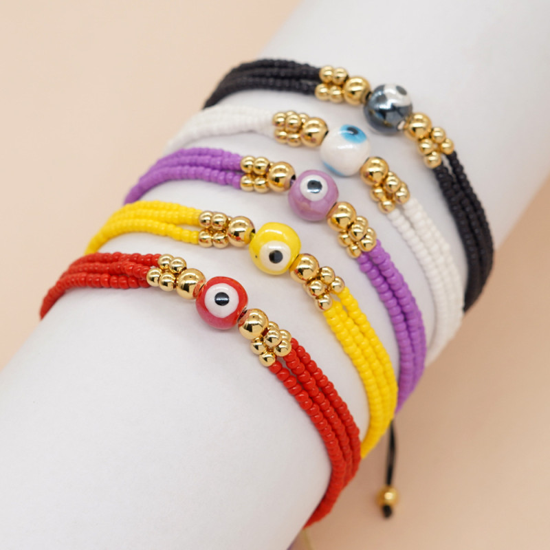 Handmade Glass Bead Devil's Eye Woven Bracelet Niche Light Luxury Texture Shows Urban Trendy Style Source