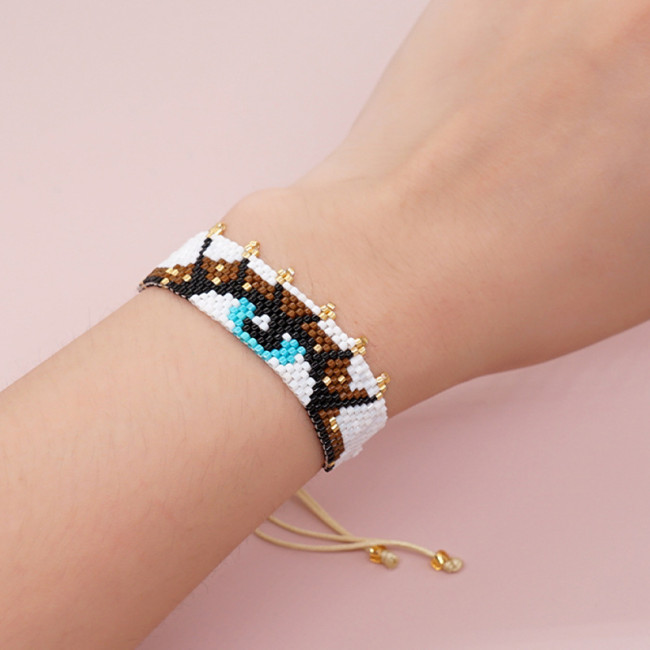 2025 New Fashion Simple Hot-Selling Trendy Bohemian Miyuki Hand-Woven Big Eye Bracelet