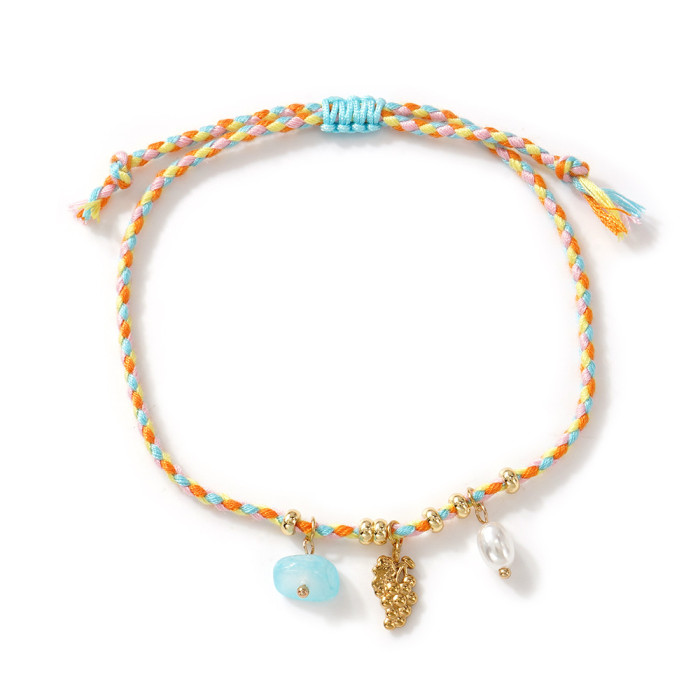 Summer Beach Vacation Bracelet for Women Bohemian Style Handmade Woven Colorful Rope Starfish Pendant Jewelry, Necklaces
