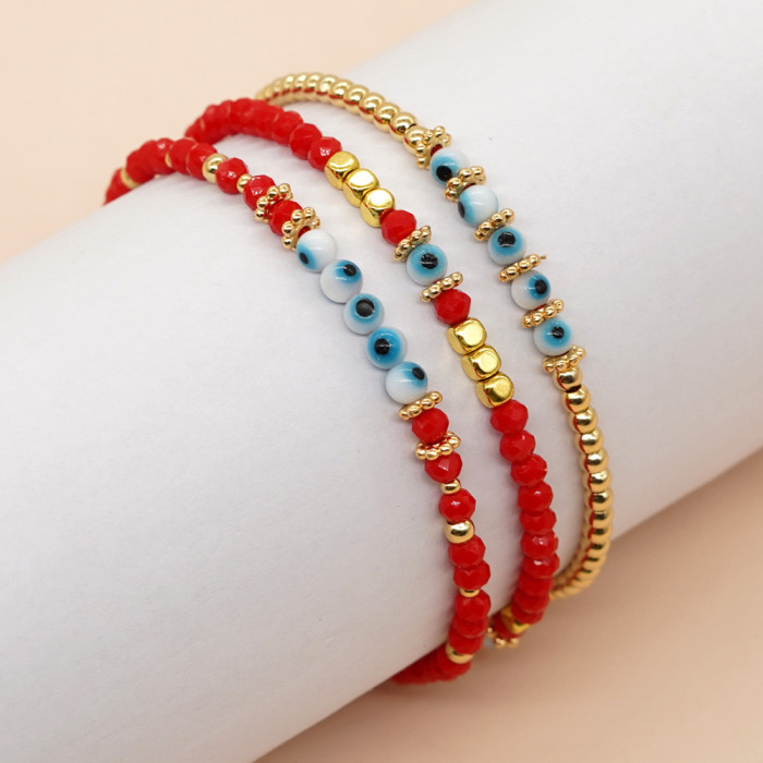 2025 Zodiac Year Lucky Red String Bracelet Stackable DIY Handmade Woven Beaded Bracelet Eye Bead Couple Bracelet