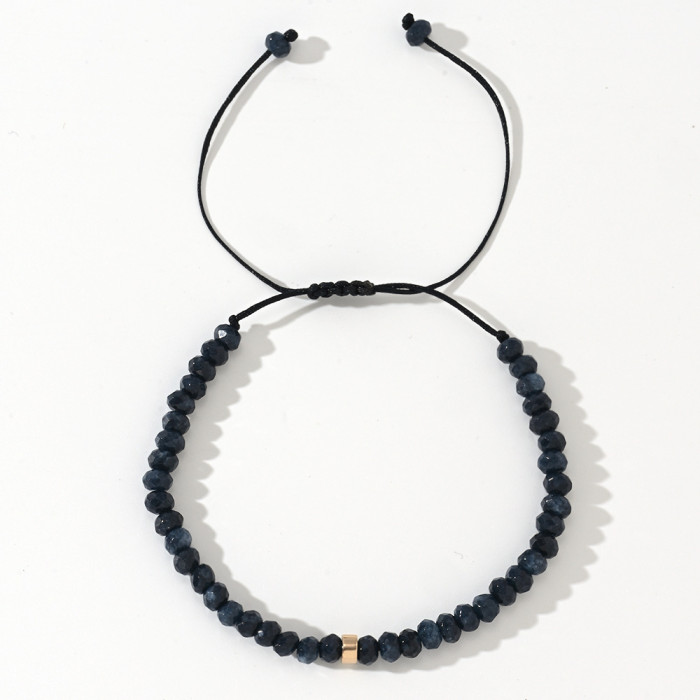 European and American Cross-Border Hot Sale 2025 Summer Iron Gall Stone Spacer Semi-Precious Stone Bracelet for Men and Women Green Dot Woven Cuff Beaded